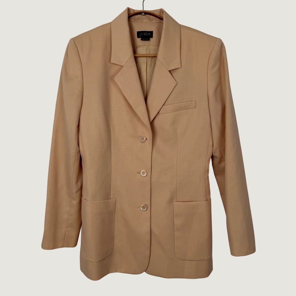 J.Crew Vintage 100% Wool 3-Button Blazer Jacket Camel Tan Women Size 4